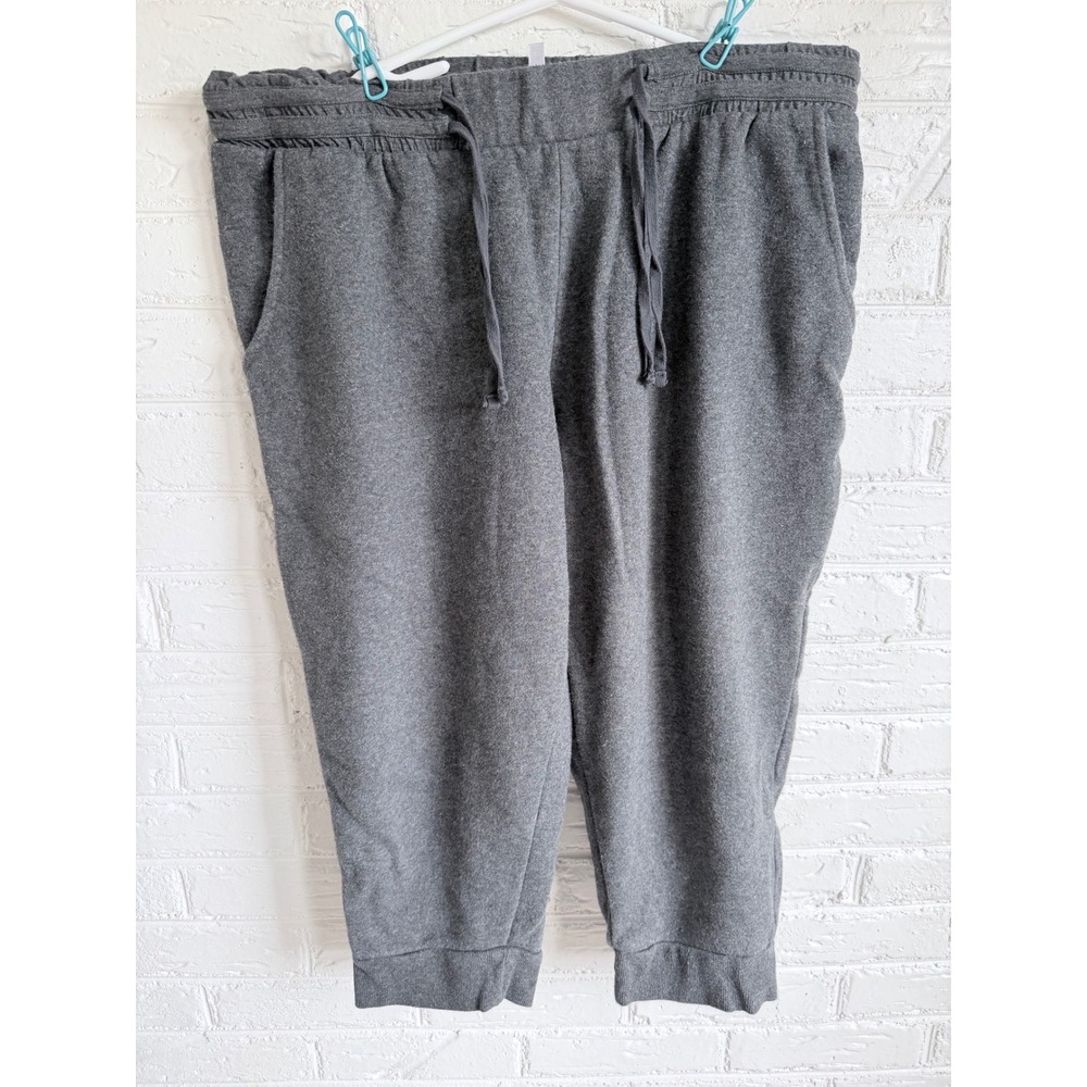 Fabletics Gray Jogger Sweatpants Capris Cropped Lounge Workout Size XXL‎